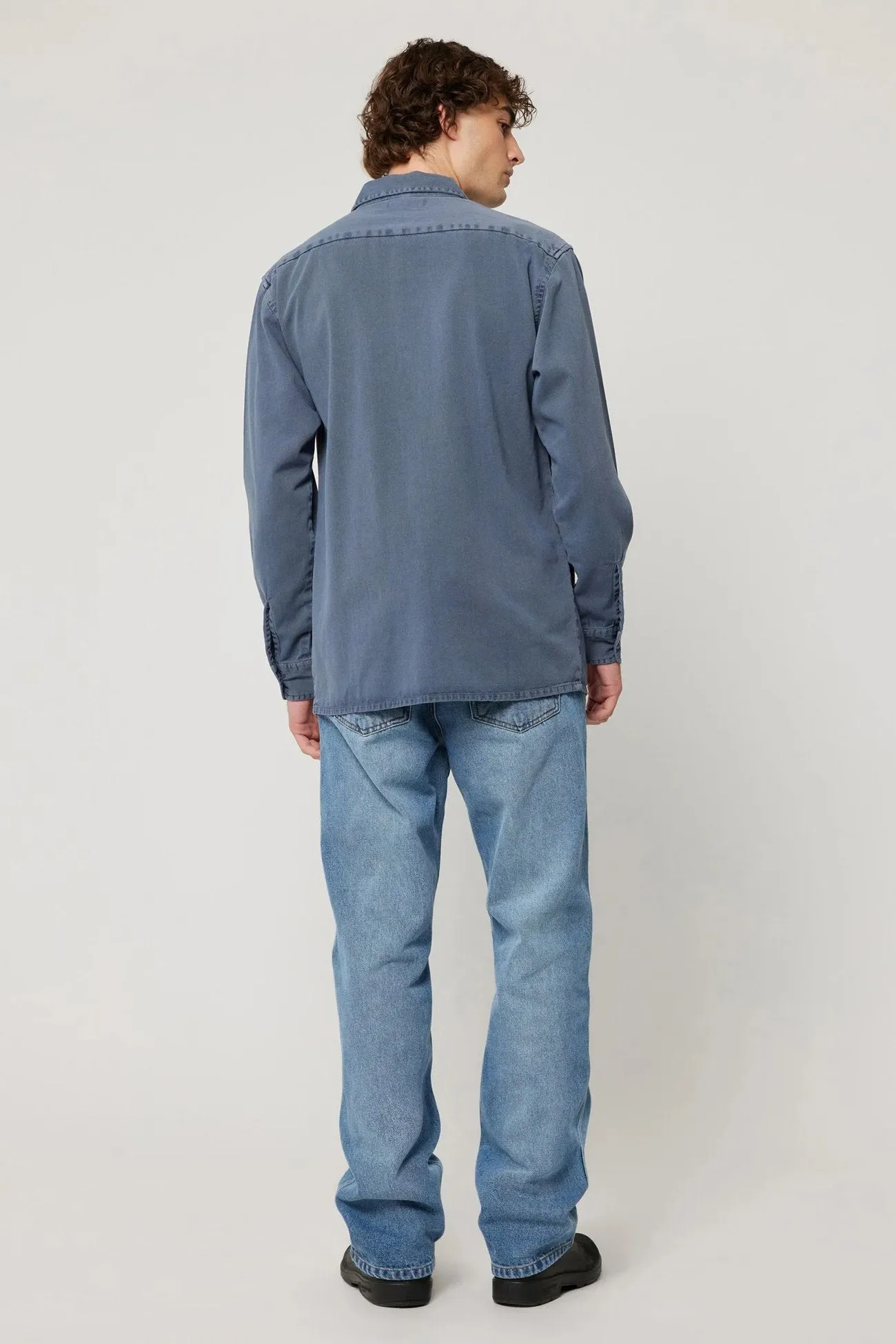 Ezy Trade Long Sleeve Shirt Washed Blue ArticulatedElbowShaping Antibacterial