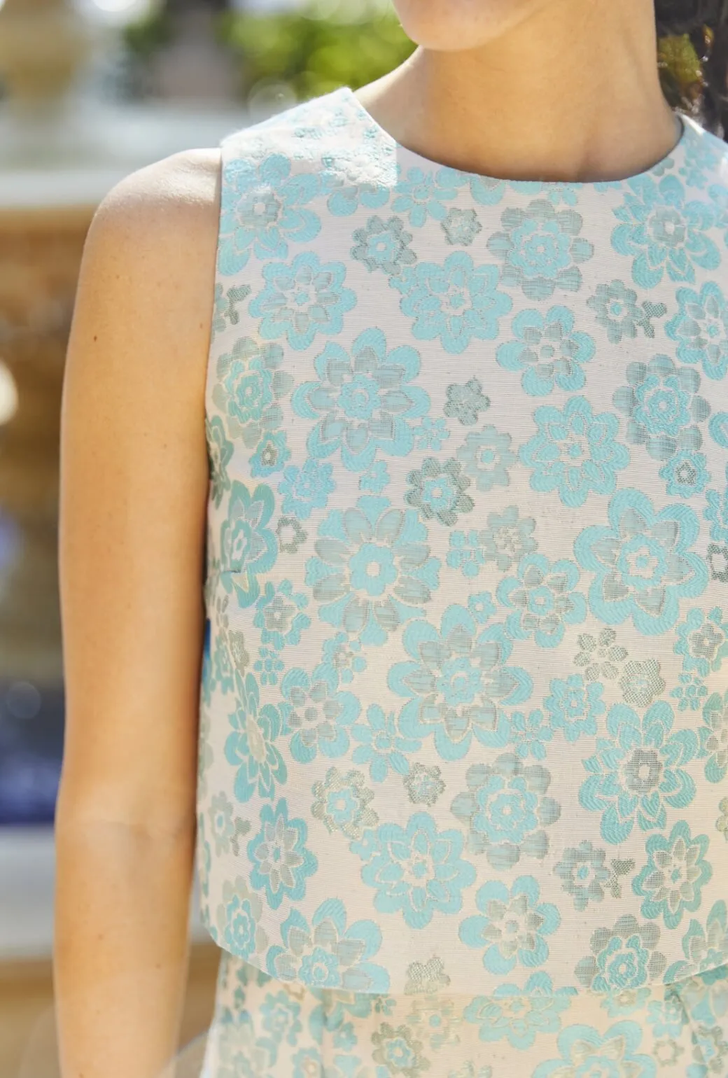 Audrey Top - Aqua Brightline Soft Material Soft Blended Fabric