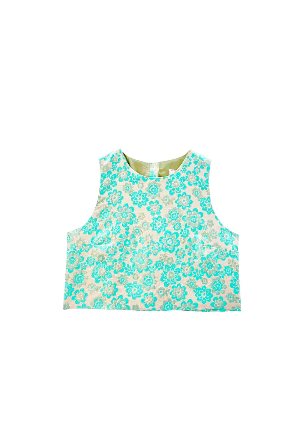 Audrey Top - Aqua Brightline Rolled Hem Detailing SublimatedPrint