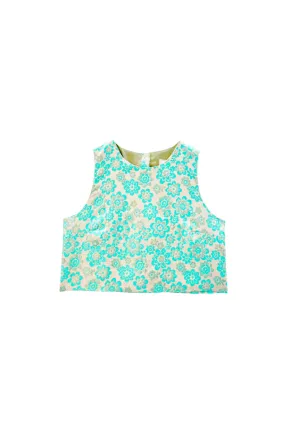 Audrey Top - Aqua Brightline Rolled Hem Detailing SublimatedPrint