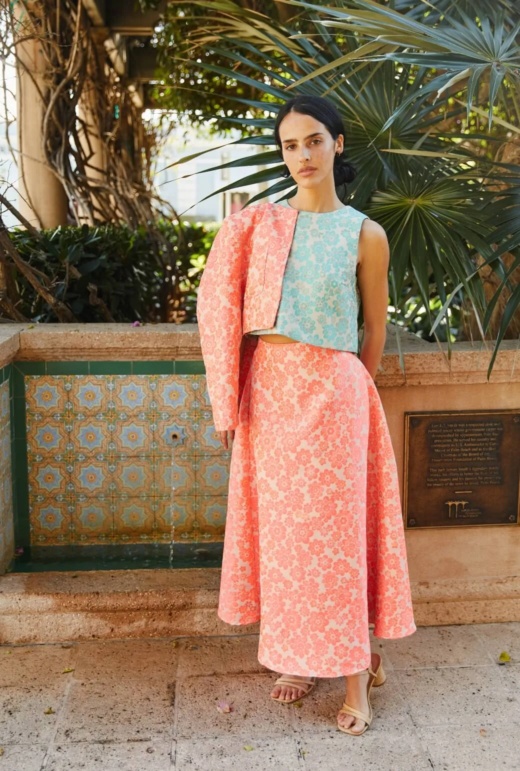 DoubleNeedle Stitching Audrey Top - Aqua Brightline