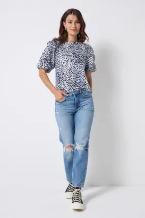 Authentic Light Indigo Distressed Boyfriend Jeans Seamless Technology