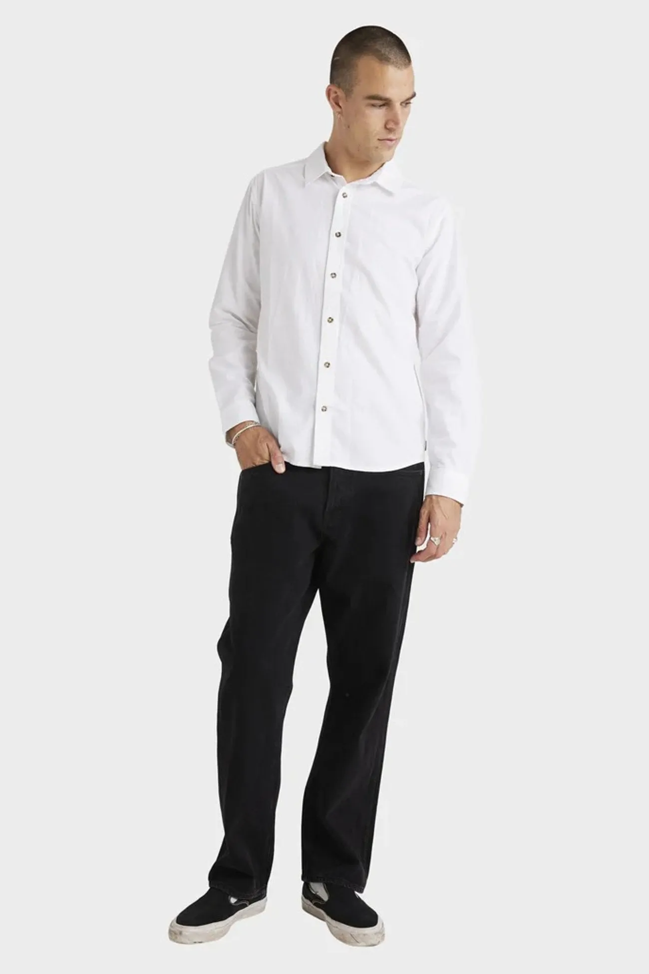 QuickDry MultiLayer Stitching Base Linen Long Sleeve White