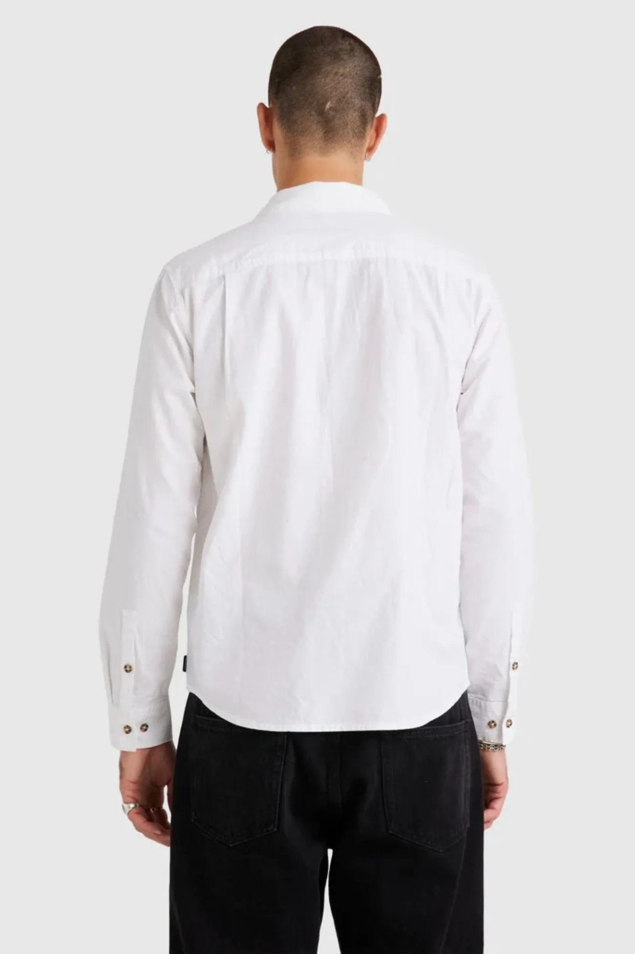 Base Linen Long Sleeve White Cozy Fit