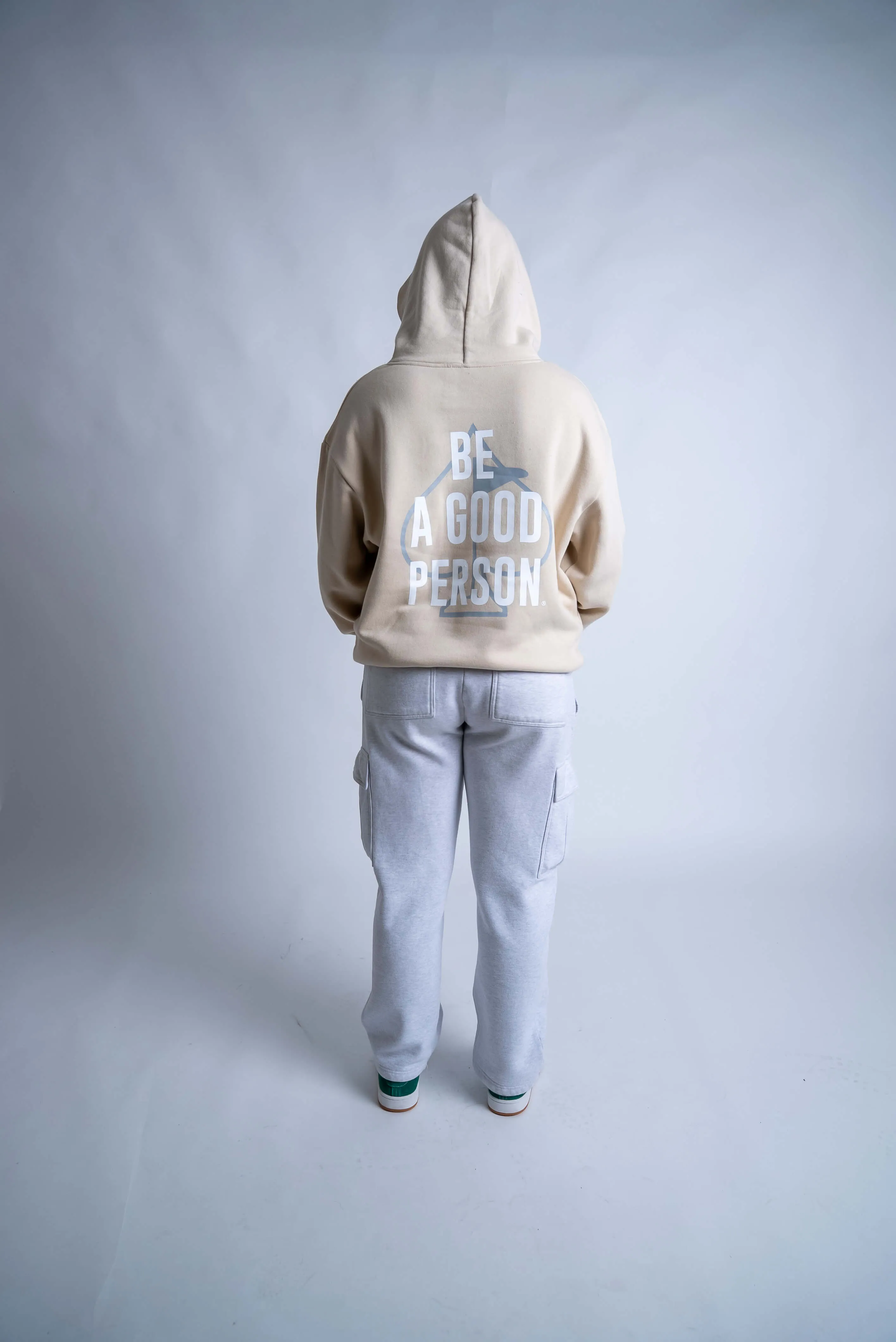Be A Good Person X Pins and Aces Relax Hood Hoodie - Cream Monkey like Unlined Design