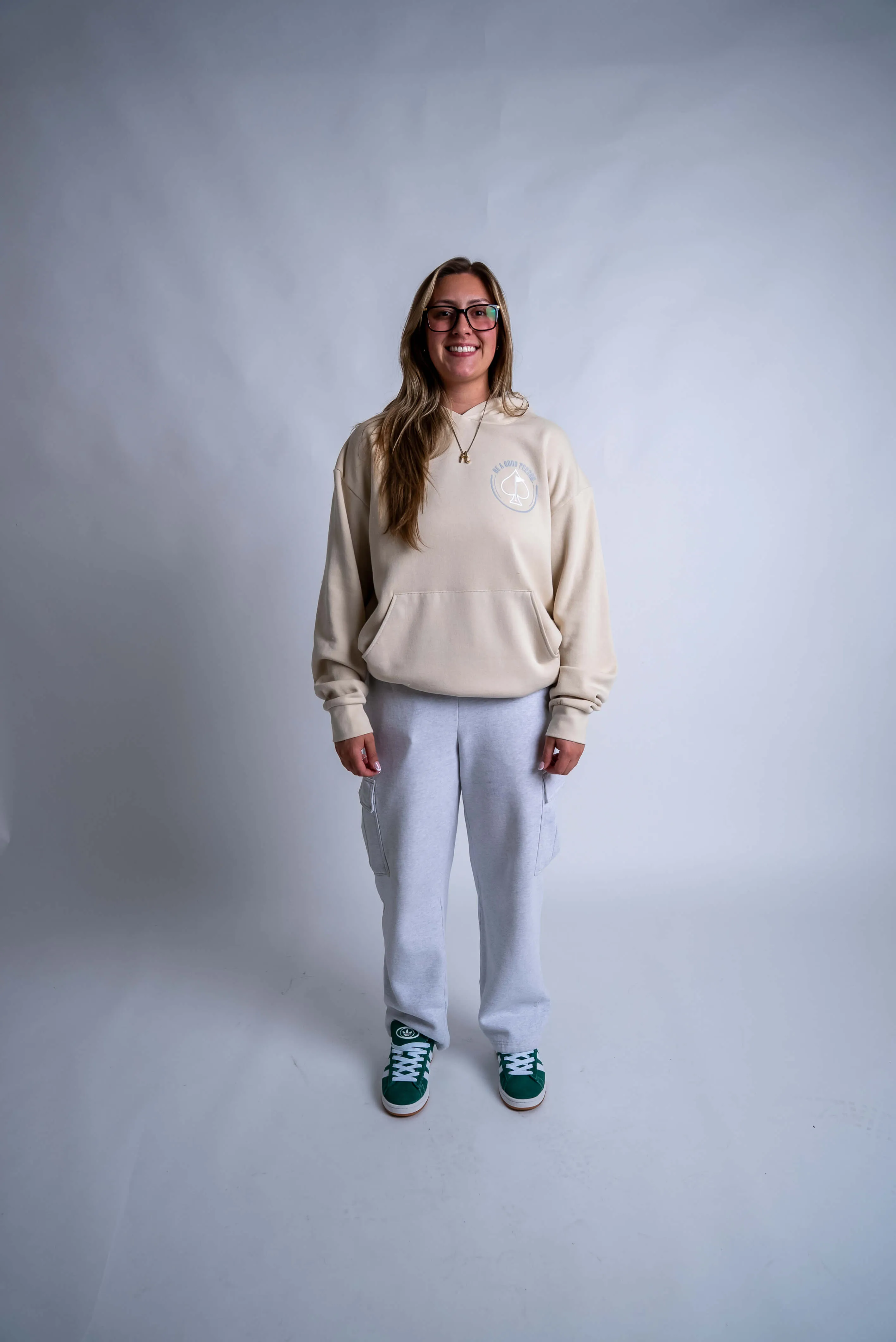 Sleek Waistband Be A Good Person X Pins and Aces Relax Hood Hoodie - Cream