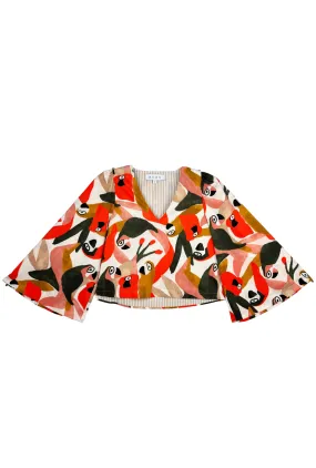 Bell Sleeve V-Neck Top - Parrot Head Professional Look HeatSealed Seams