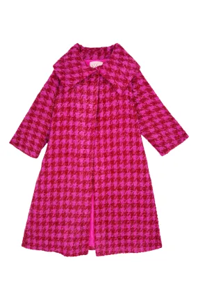 Belted Grace Coat - Pink & Red Tweed Chic Urban Flexible Waistband