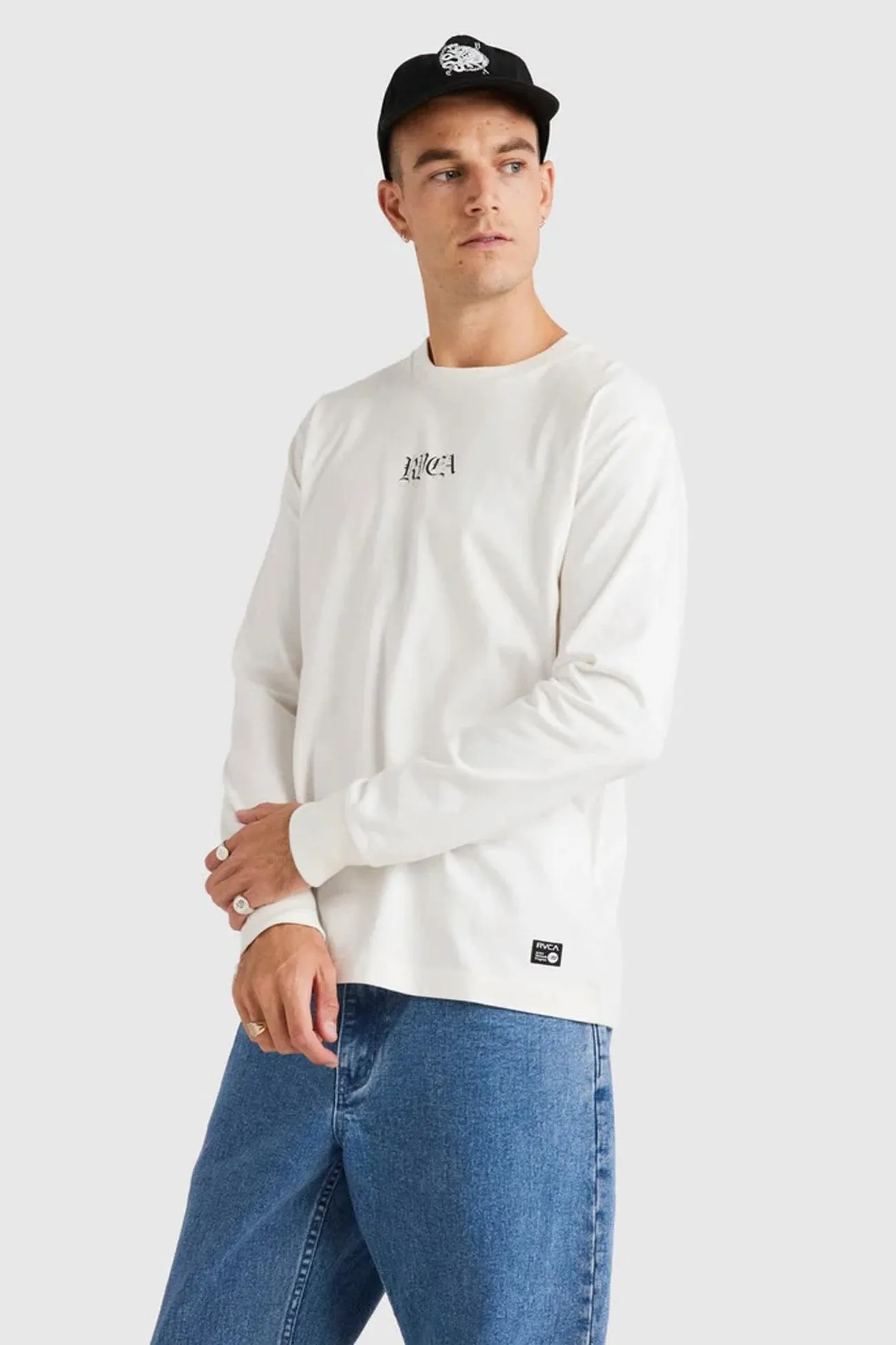 Contrast Stitch Flatlock stitching Benj Long Sleeve Tee Salt