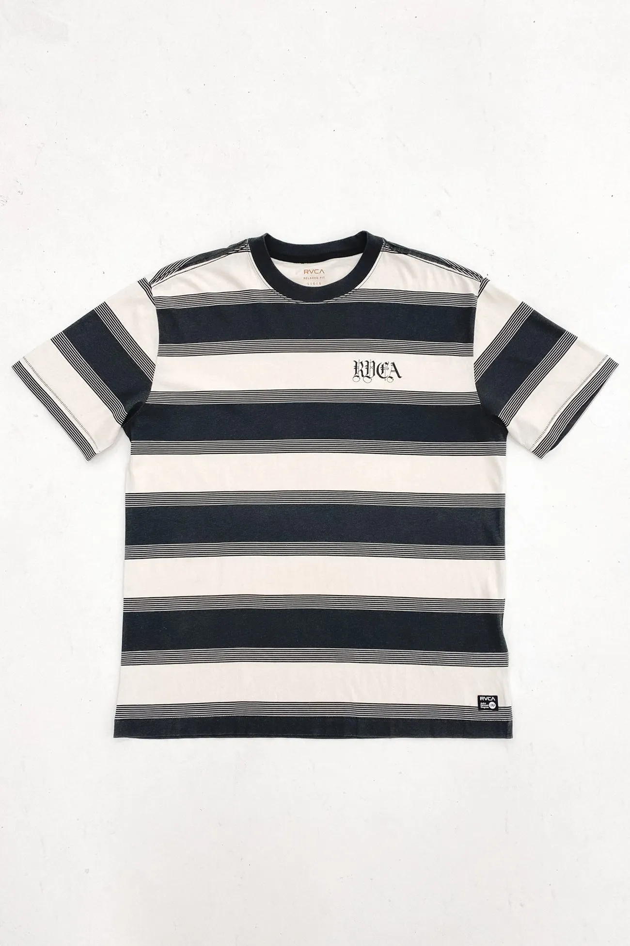 BoxyCrop Wool Sweater Benj Stripe Short Sleeve Tee Washed Black
