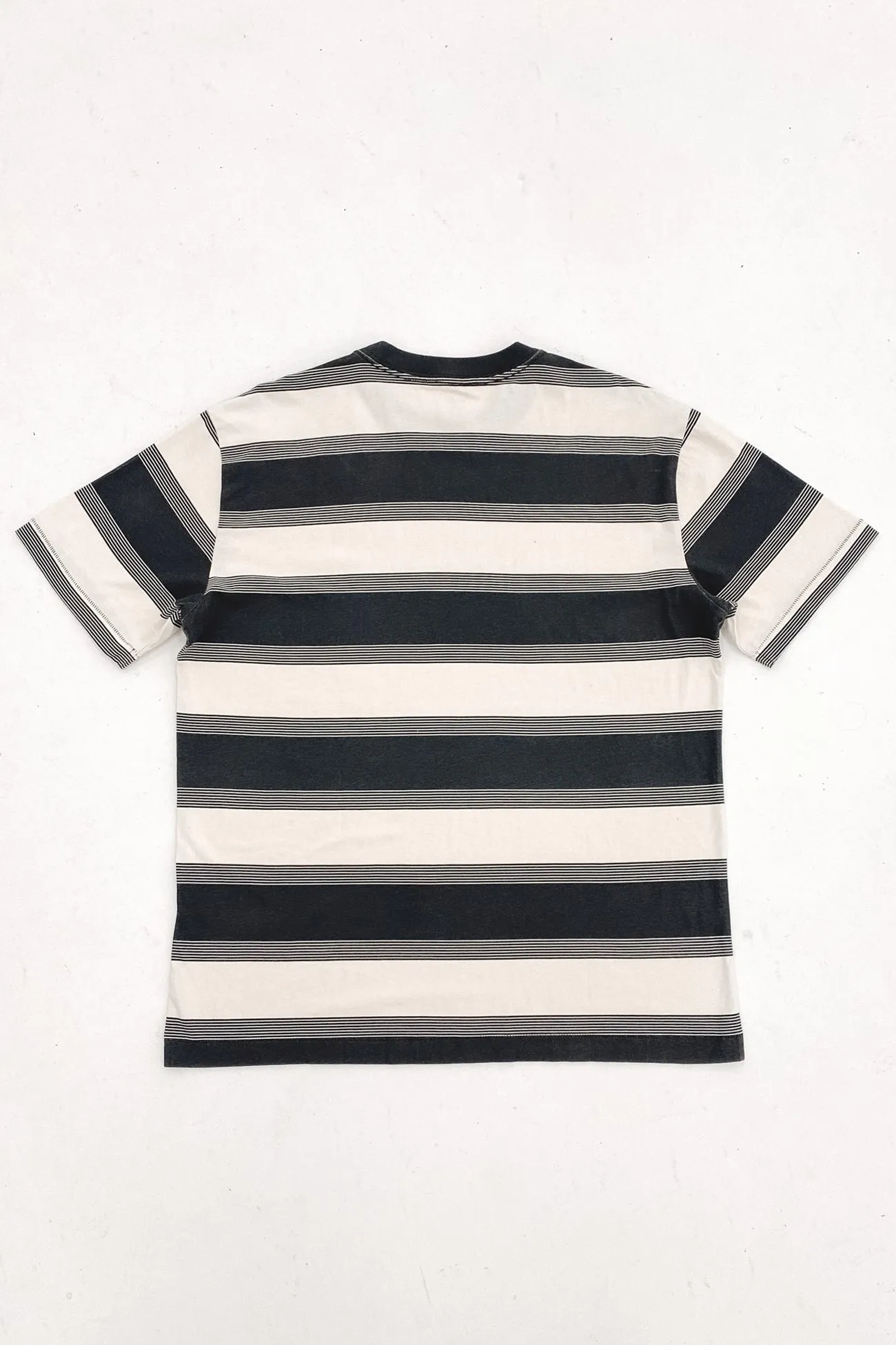 Benj Stripe Short Sleeve Tee Washed Black AdjustableNeckline Light Reflective Printing