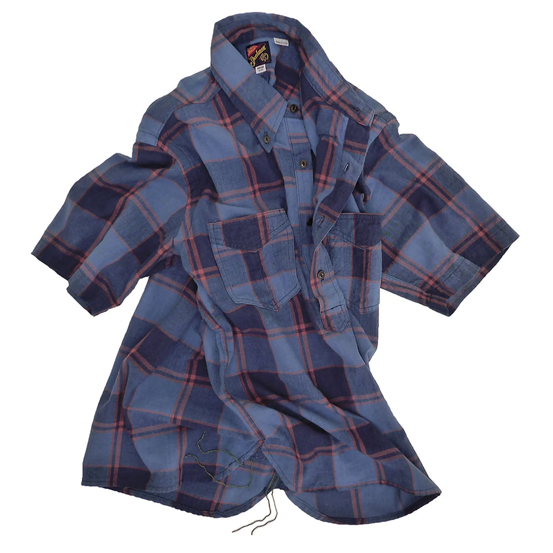 Geometric Shape Berkeley Pull Over Shirt - Indigo Bleeding Madras