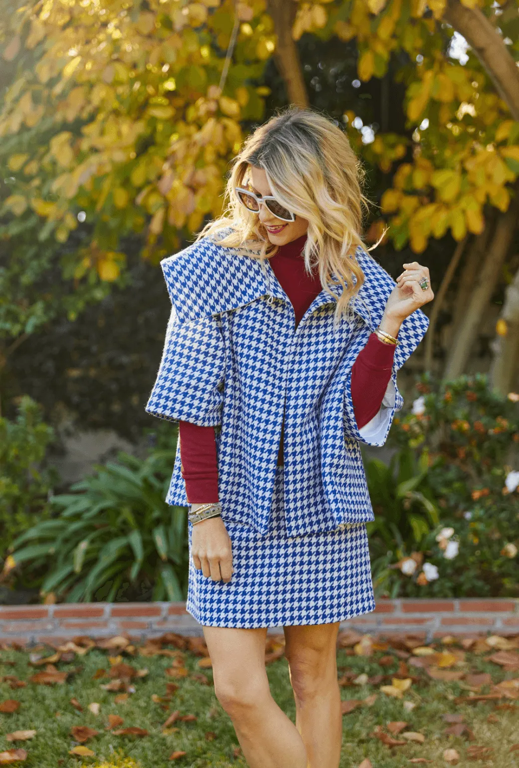 Fresh Fit BF Maggie Mini Skirt - Blue Houndstooth