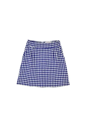 Tear Resistant Fabric Active Wear BF Maggie Mini Skirt - Blue Houndstooth