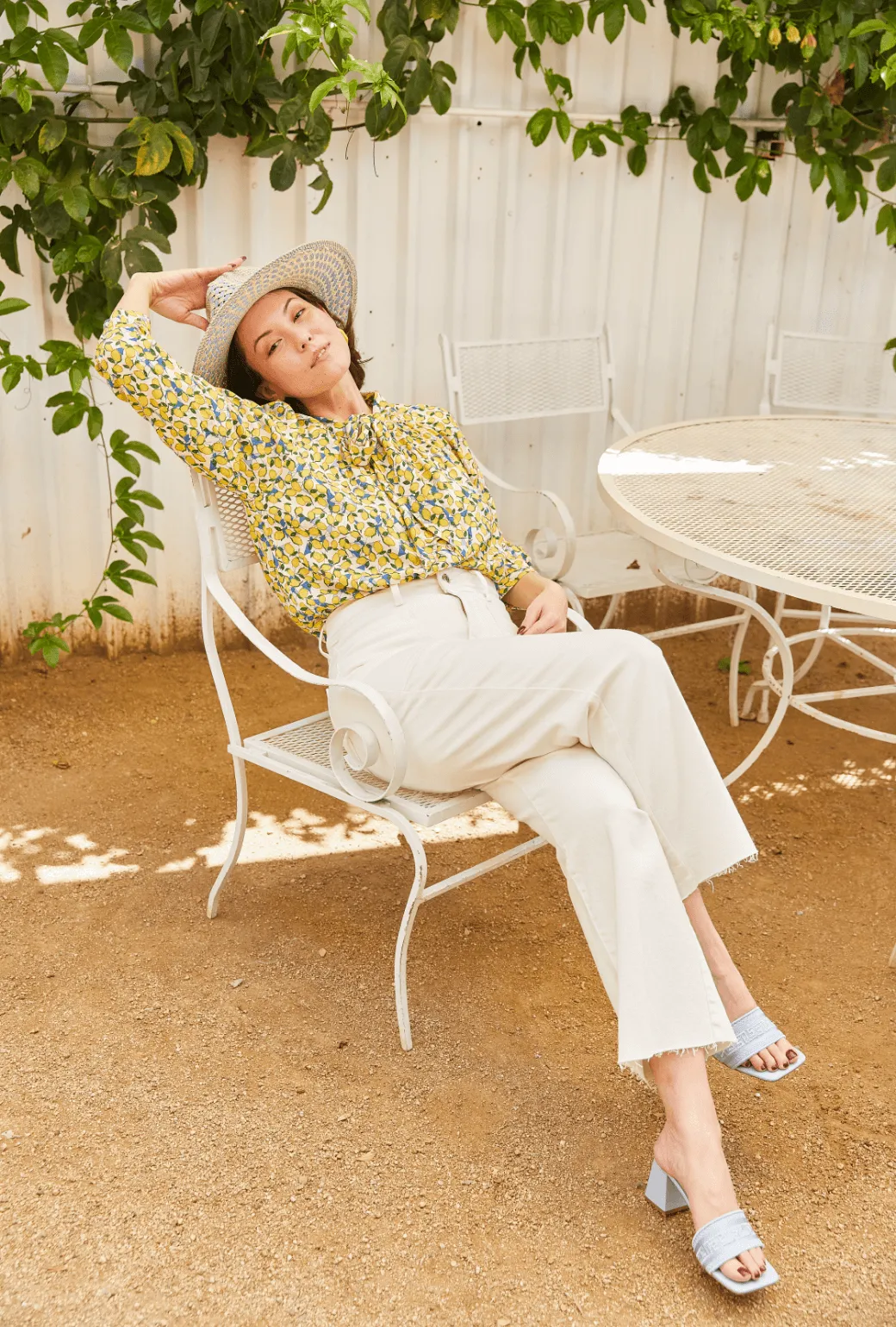 Self Fabric Tie Closure Big Bow Blouse - Limoncello