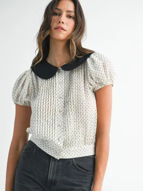 POLKA DOT PINTUCK SHIRT - CREAM Quick Dry Technology