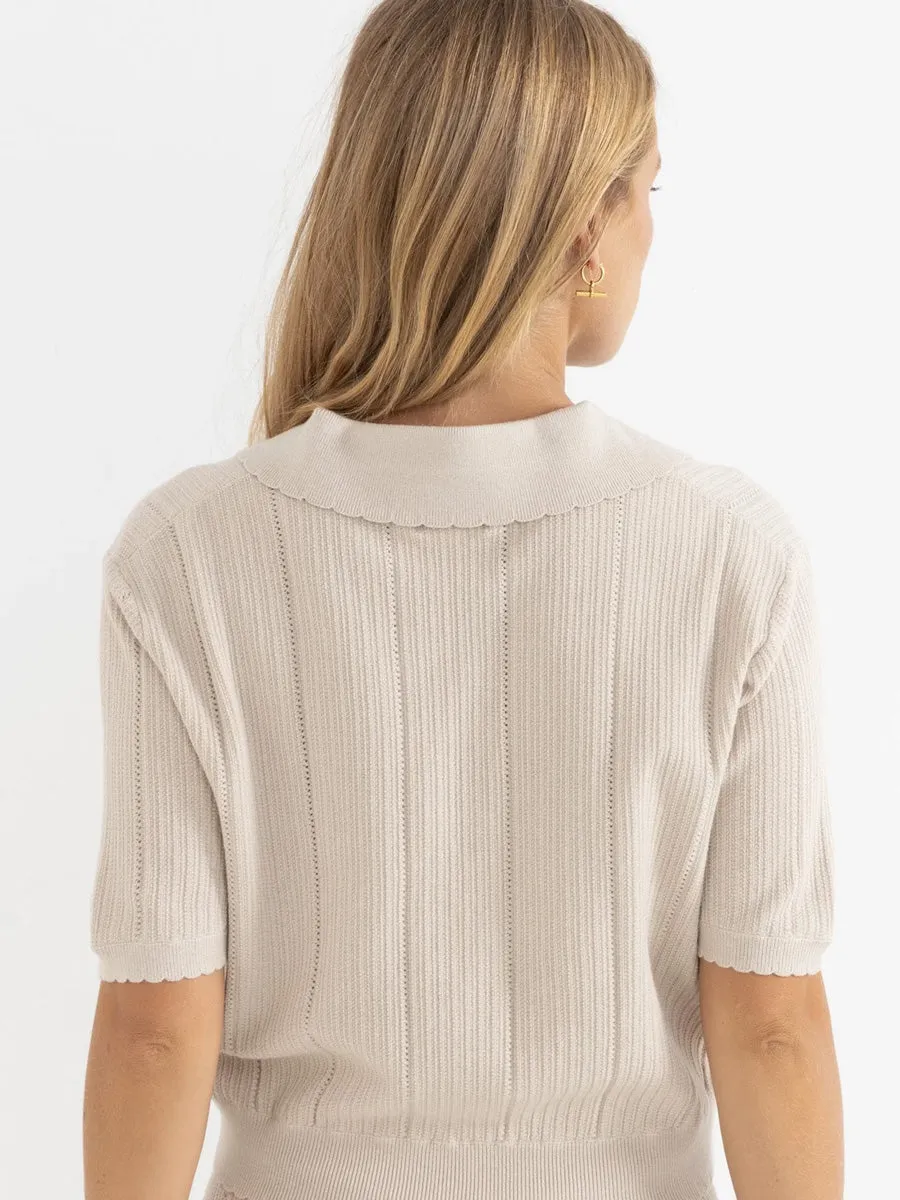 Comfortable Style ROSELLA KNIT POLO - NATURAL