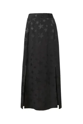 Soft Styling Balanced Outfit Black Jacquard Star Split Front Skirt