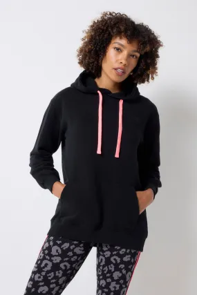 Black Longline Hoodie skateboard ride