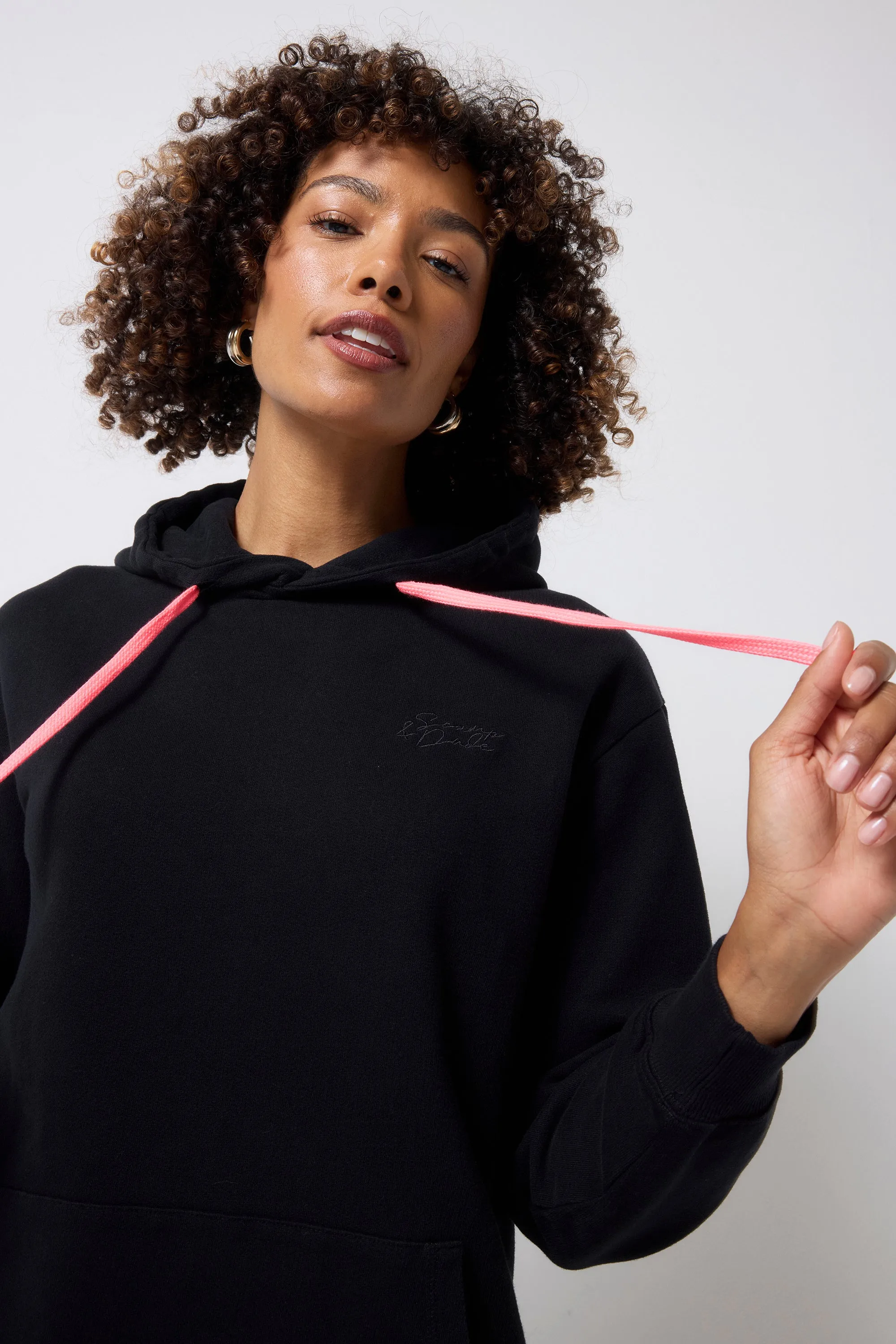 Casual Fashion Black Longline Hoodie