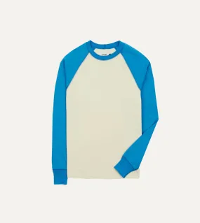 Versatile Piece adults' Blue and Antique White Raglan Sleeve Hiking T-Shirt