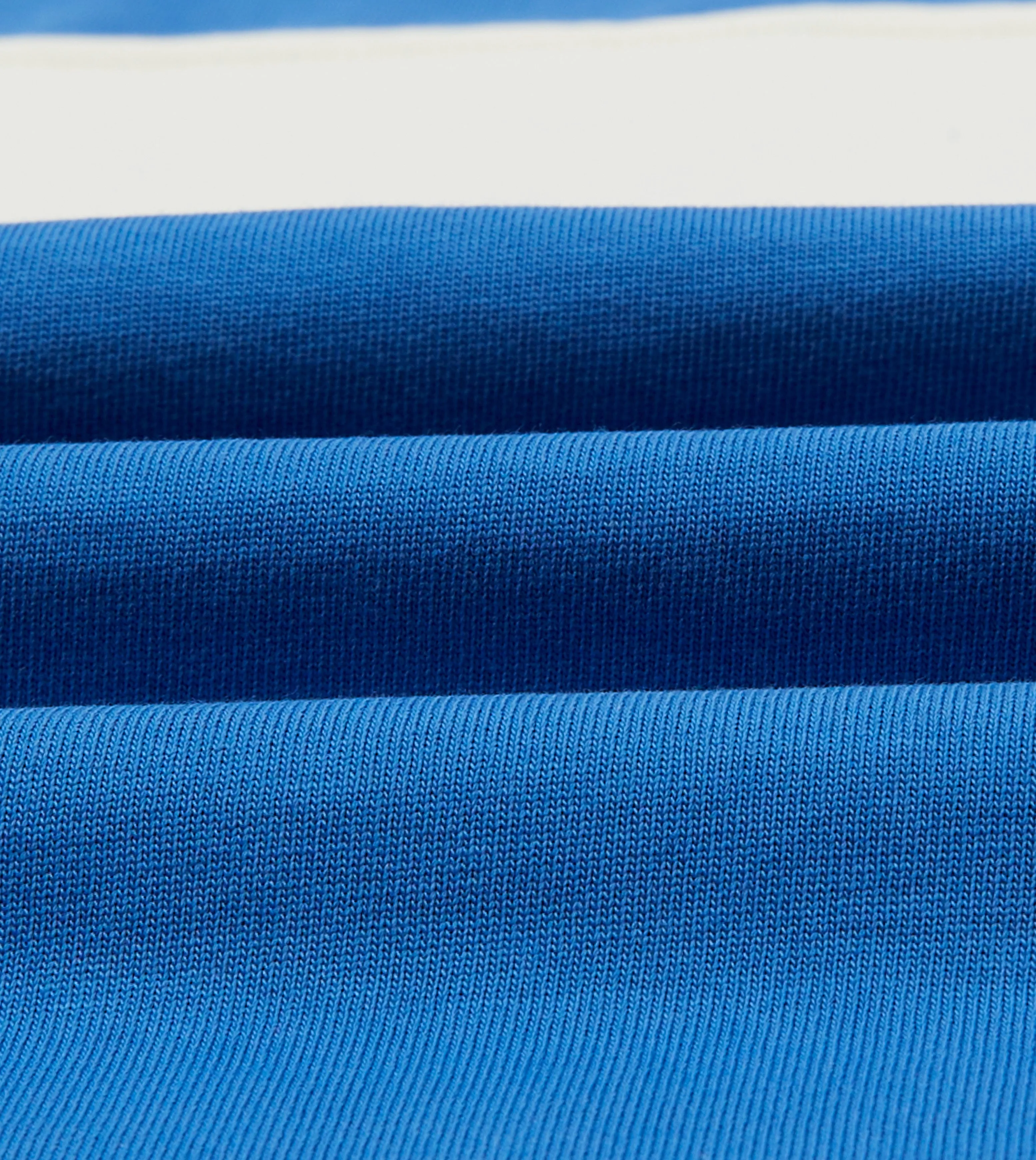 Sport Performance HighThreadCount Blue and Ecru Panel Stripe Cotton Crew Neck Hiking T-Shirt