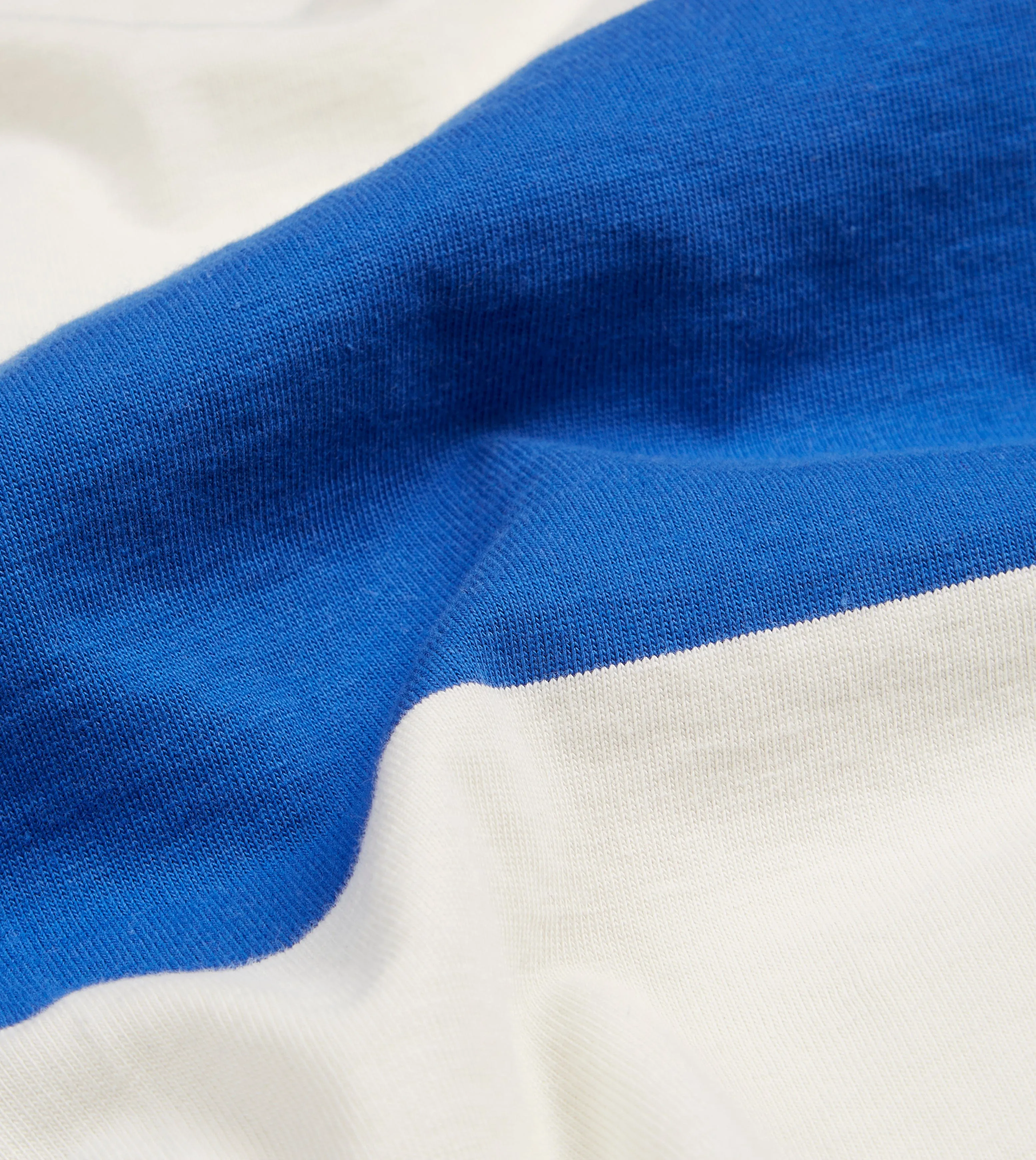 Moisture Wicking Technology Comfortable And Trendy Blue and White Wide Stripe Mock Collar Long-Sleeve Jersey