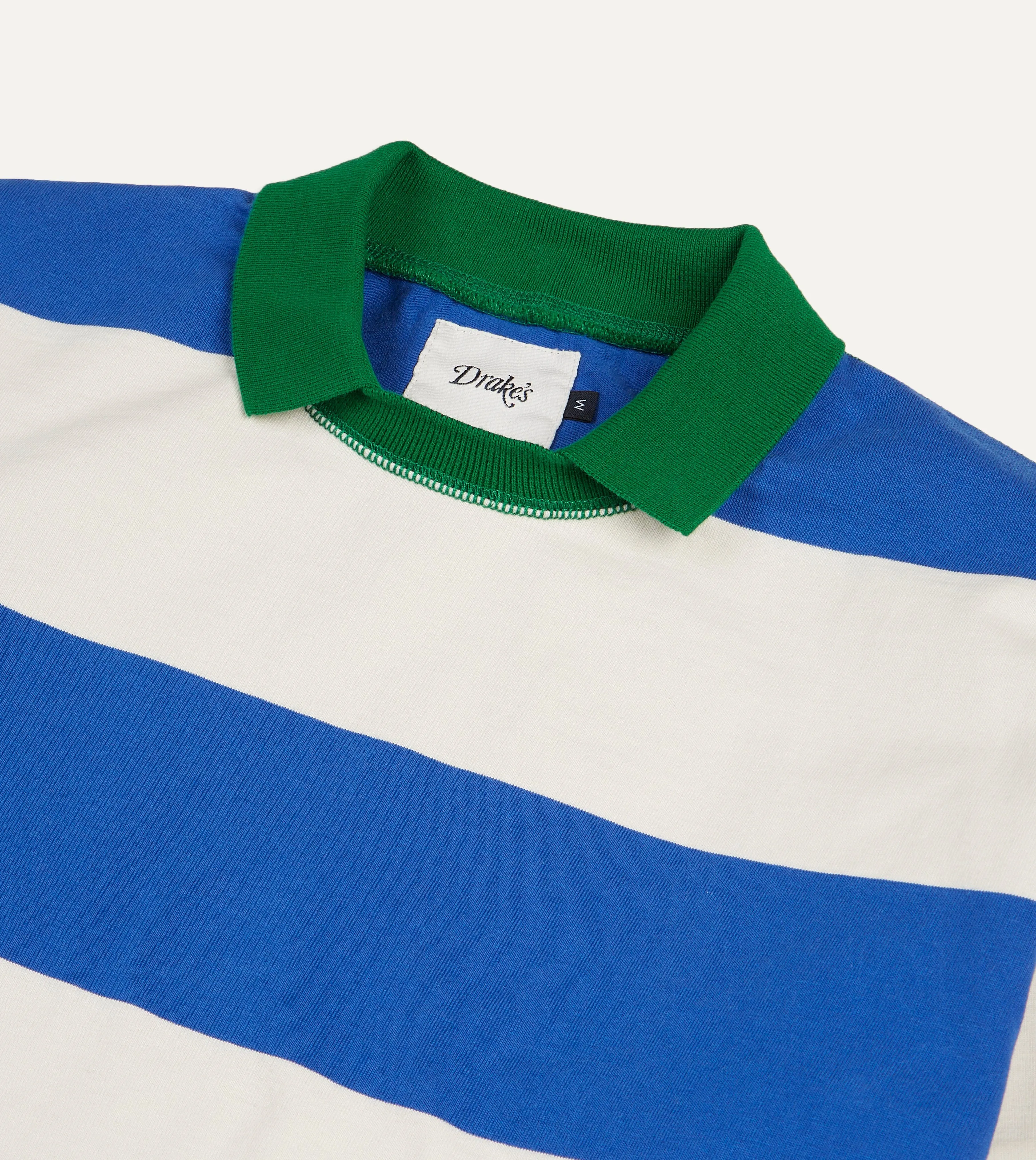 Blue and White Wide Stripe Mock Collar Long-Sleeve Jersey slim fit Practical Comfort