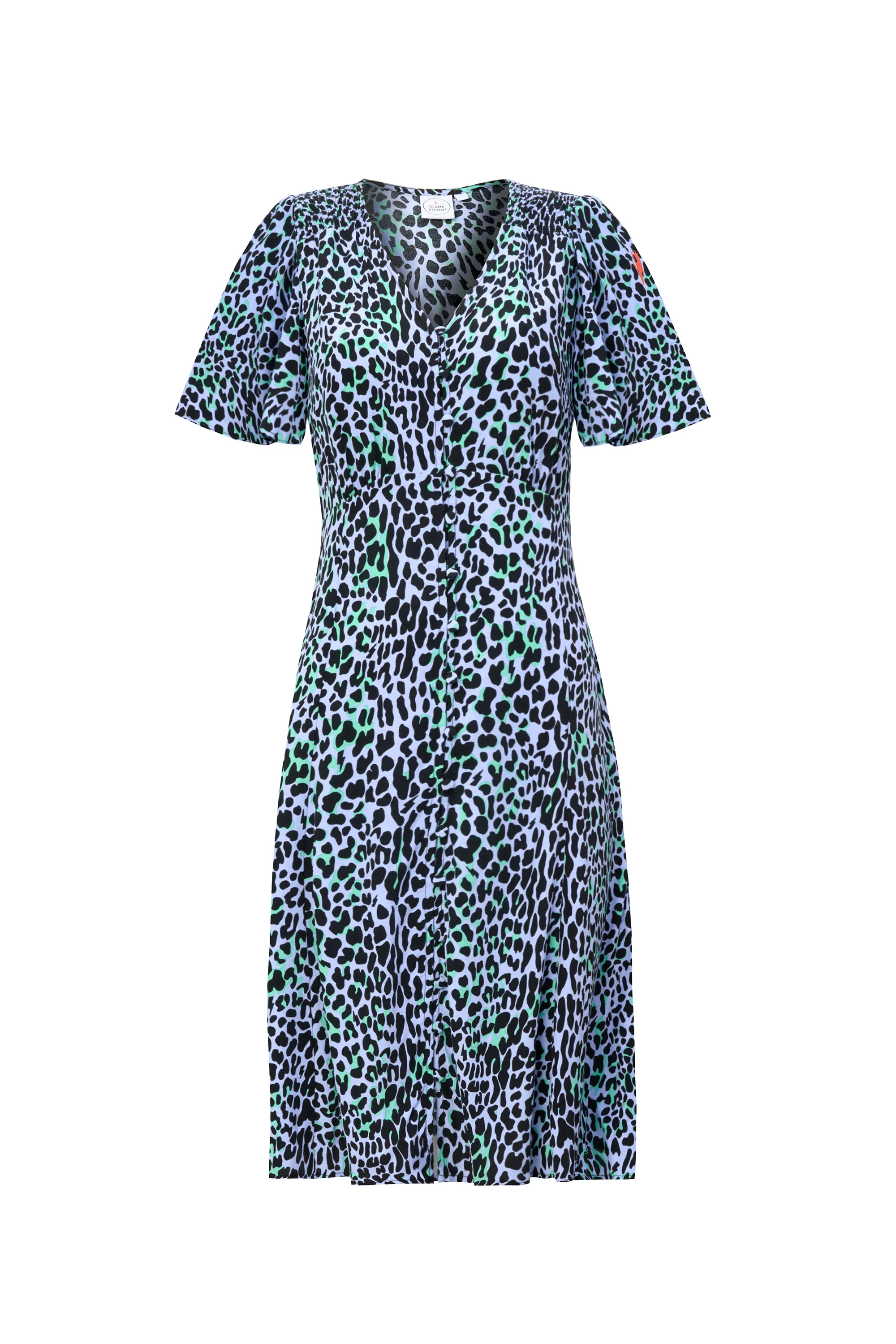 Blue with Black Leopard Angel Sleeve Short Tea Dress Classic sheath dress