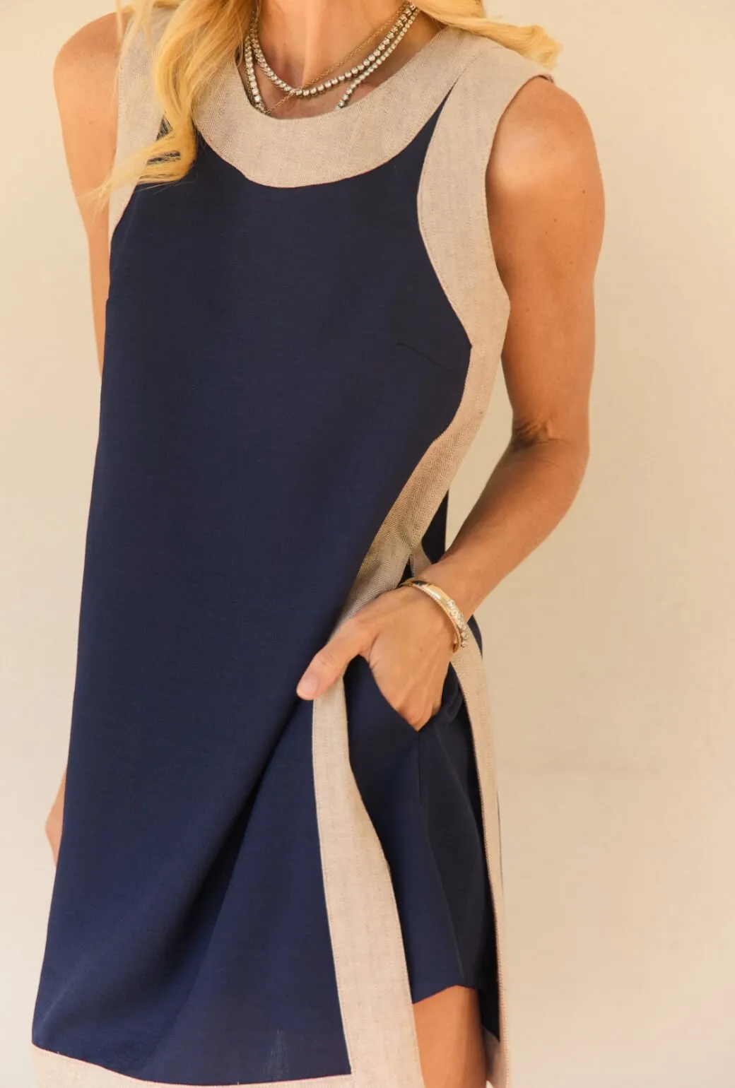 Buru x Val Mini Bermuda Set - Navy & Taupe Family Vibe Wrap-Style