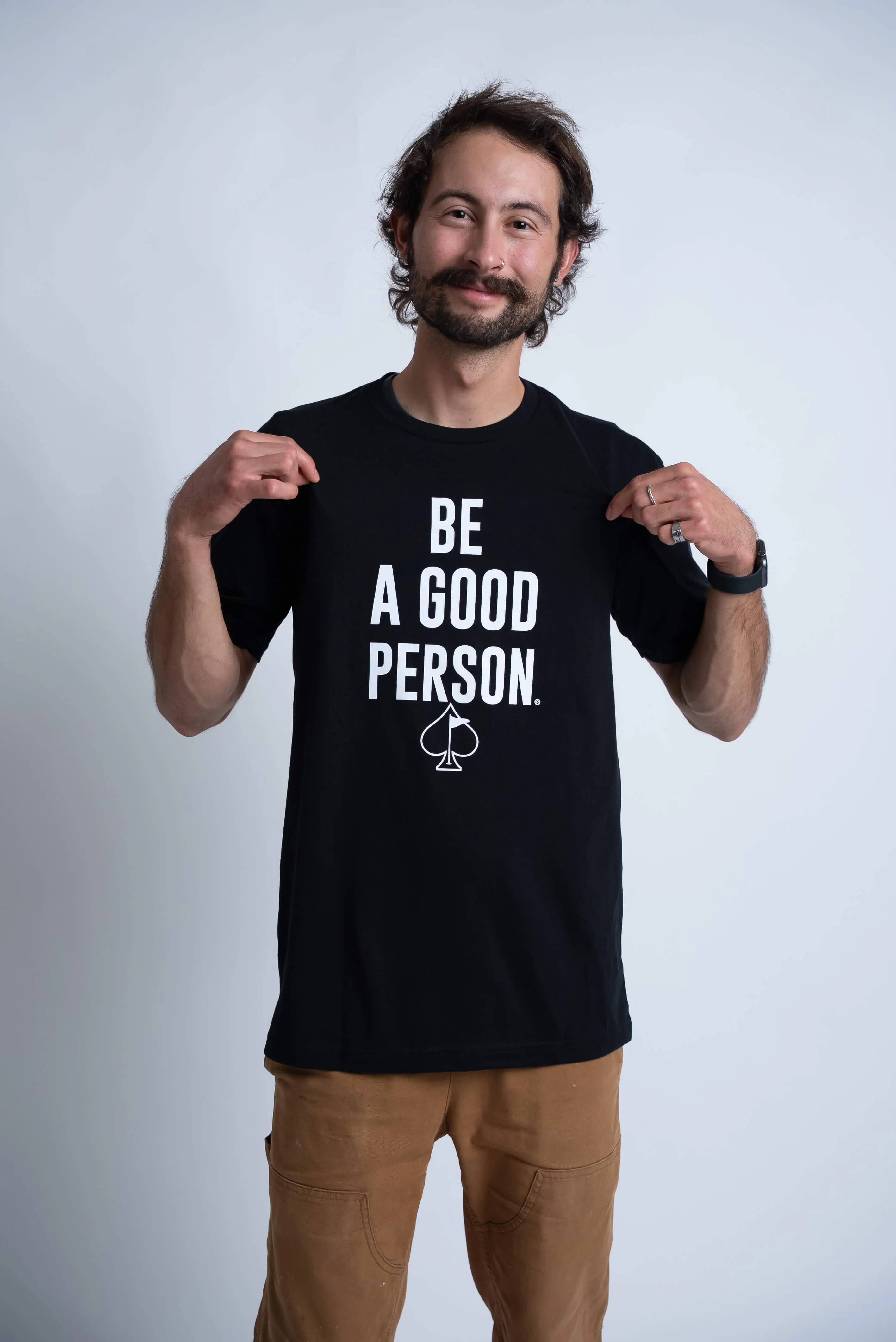 High Density Knit Be A Good Person X Pins and Aces Signature T-Shirt - Black