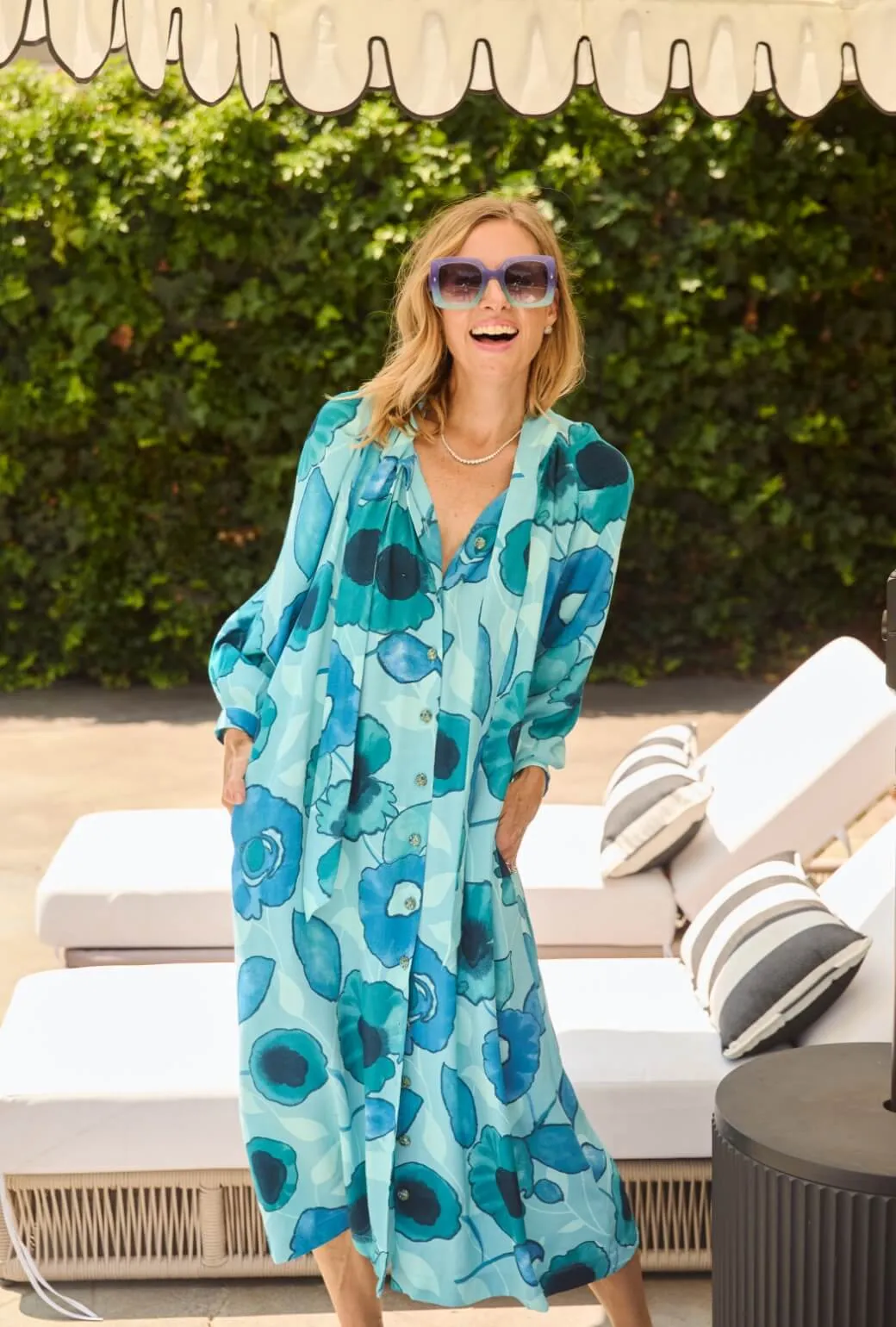 Effortless Layering Work Mood Bow Housecoat - Aquamarine