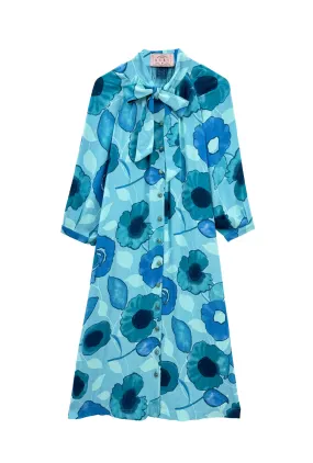 Bow Housecoat - Aquamarine Refined Simplicity Pastel-Tone