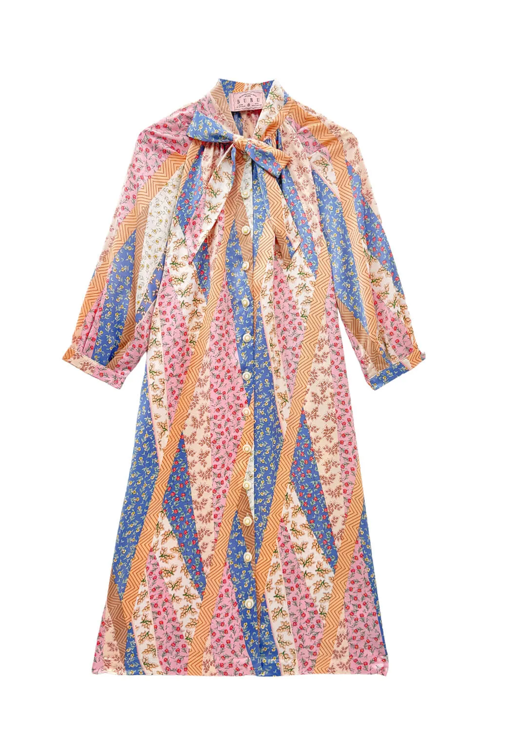 Bow Housecoat - Patchwork Pink Simple formal dress