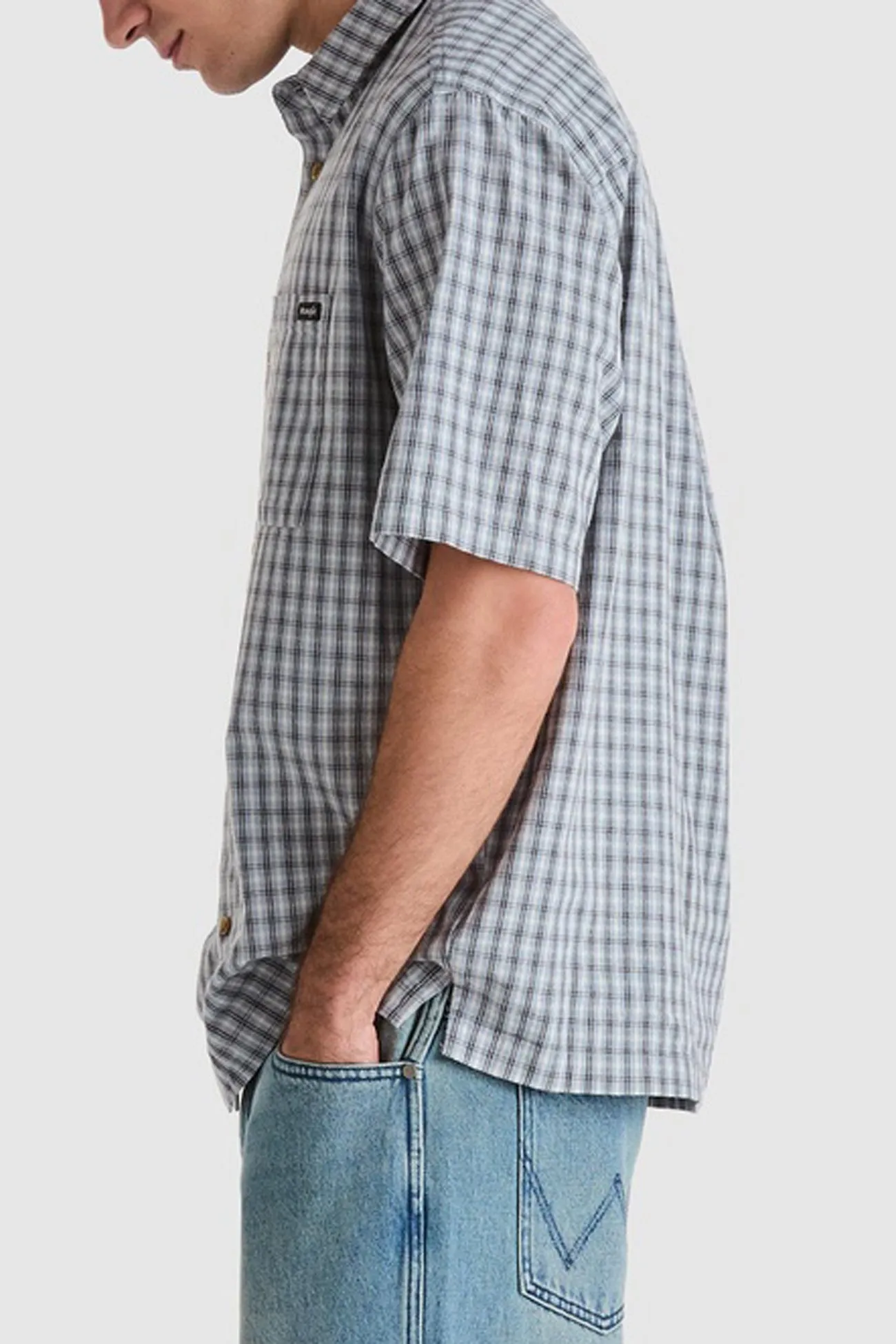 Multi Way Adjustable Fit Textured Weave Pattern Boxcar Shirt Concrete Sky