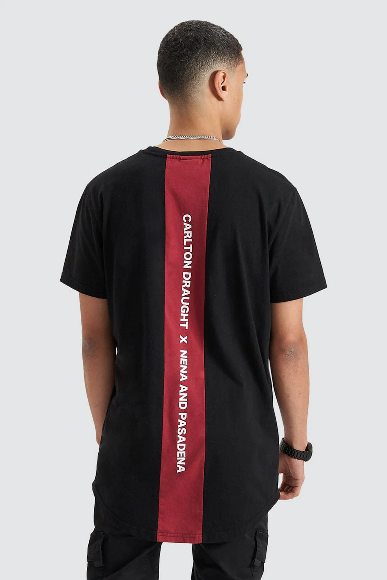 Bramling Cape Back Tee Black Maroon Soft Inner Lining