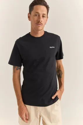 Brand Tee Black Layered Neckline Details Buttonless Closure