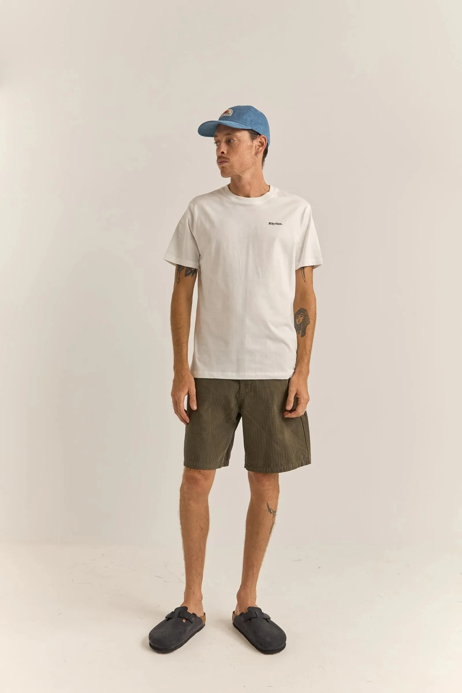 Reinforced Elbow Patches Brand Tee White