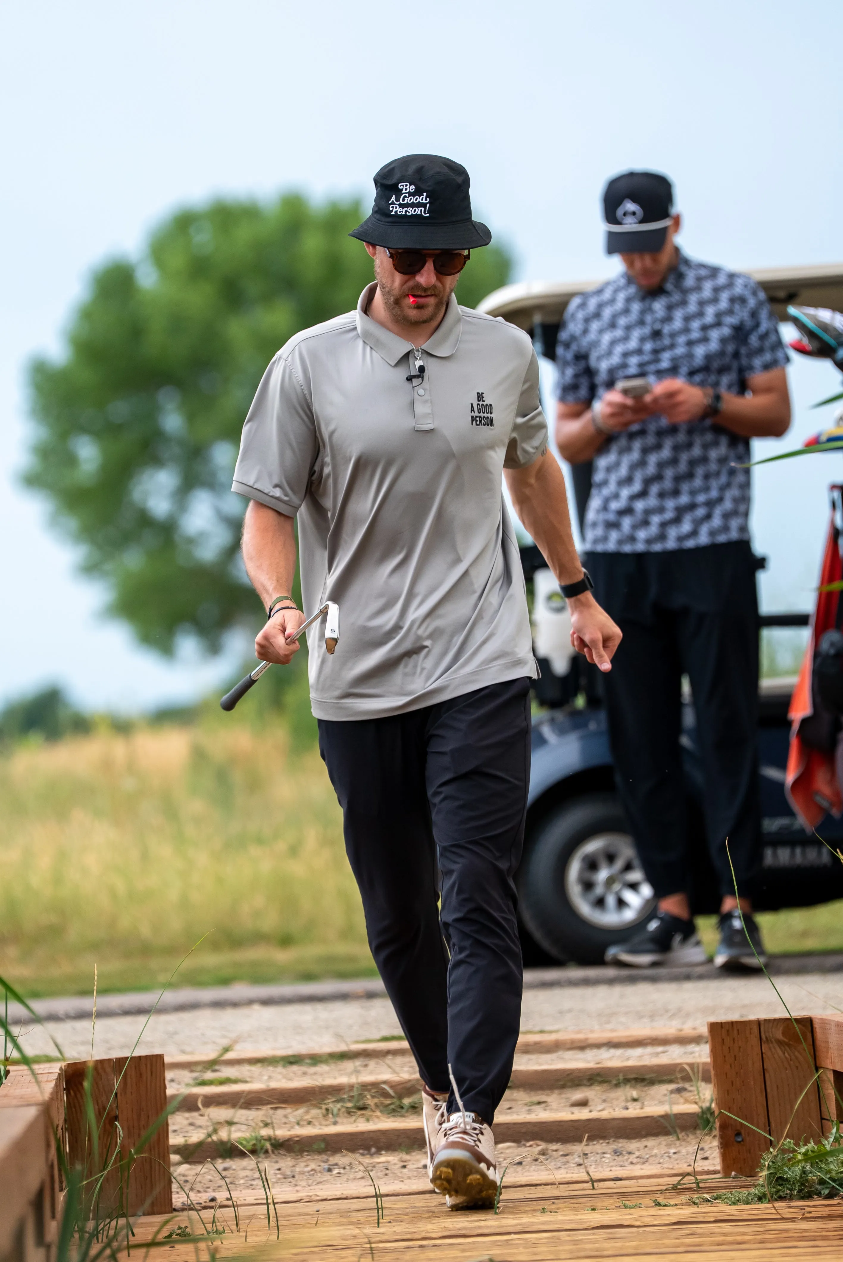 Signature Sleeve Polo - Grey Layered Neckline Details