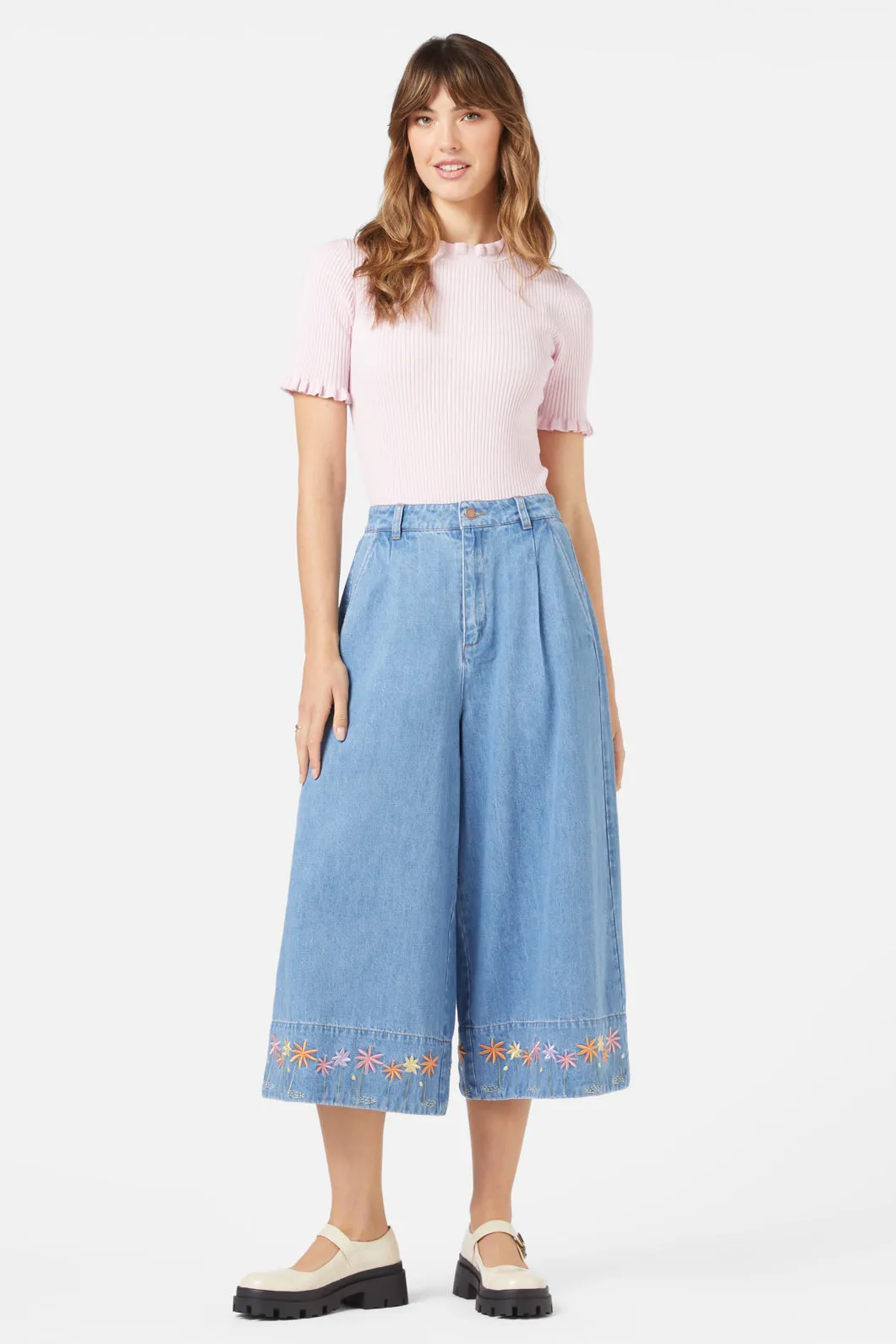 Bloom Emb Skort MoistureWickingFabric Flowy legs