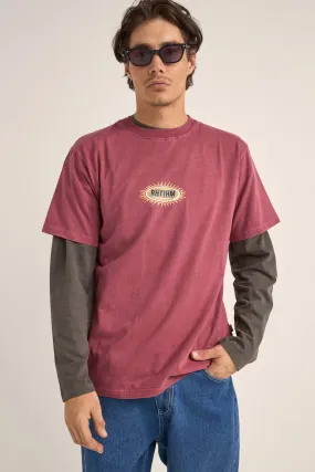 RelaxedNeckline Relaxed Sweatshirt Ellipse Sun Short Sleeve T-Shirt Merlot