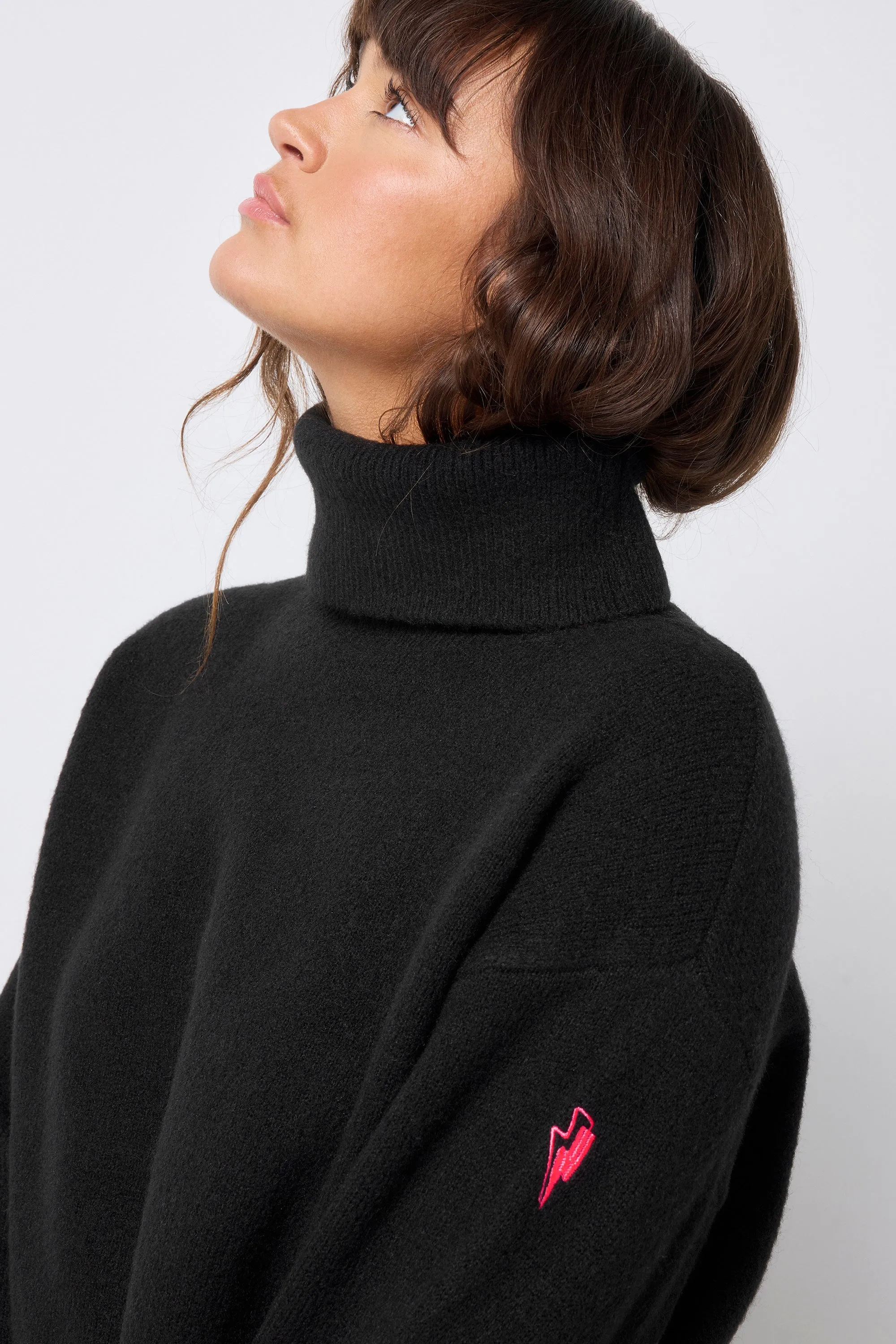 Reinforced Hemline Soft Touch Black Turtleneck Knitted Jumper