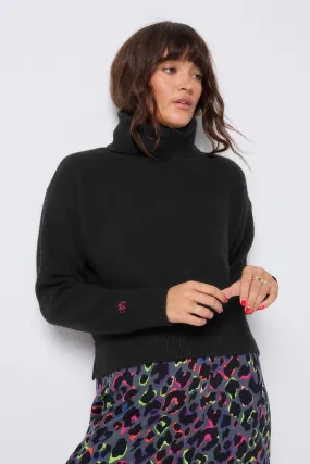 Black Turtleneck Knitted Jumper City Comforted Minimalist Stitching