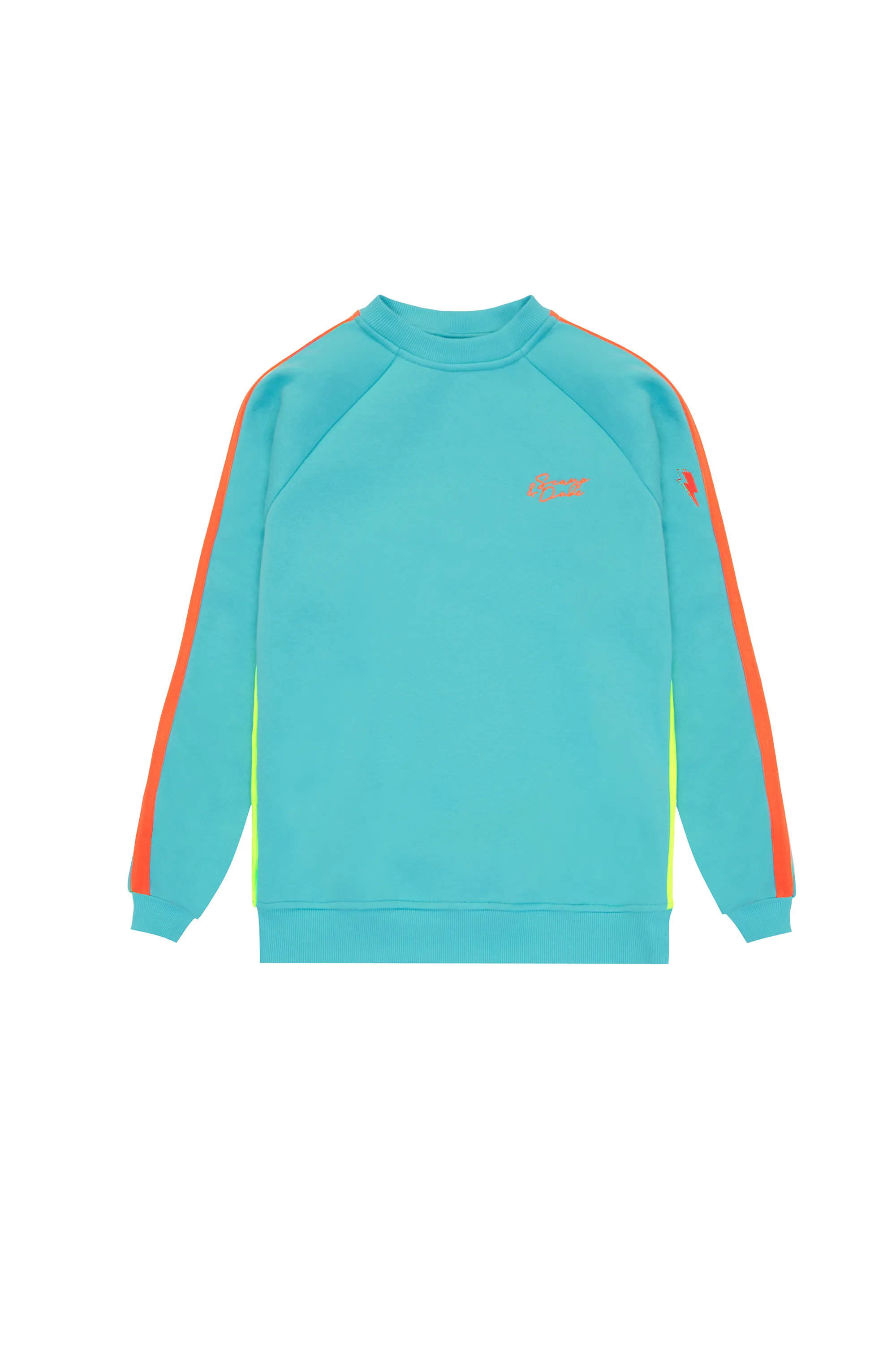 product office appropriate professionalism Bright Green with Coral Colourblock Relaxed Sweatshirt