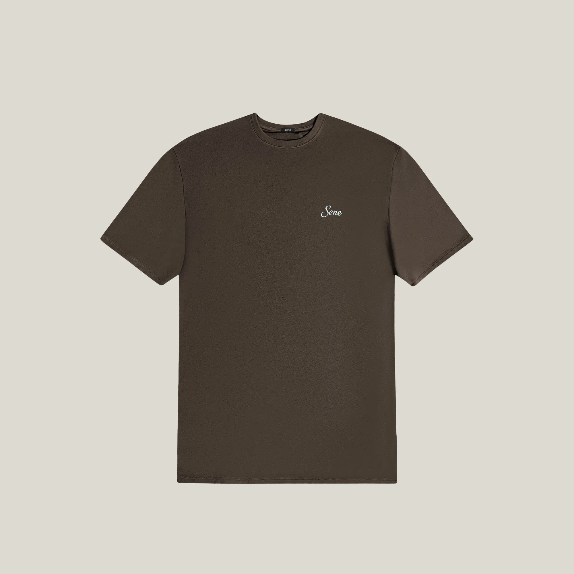 Ribbed Hemline NeutralPalette Cumulus Script T-Shirt