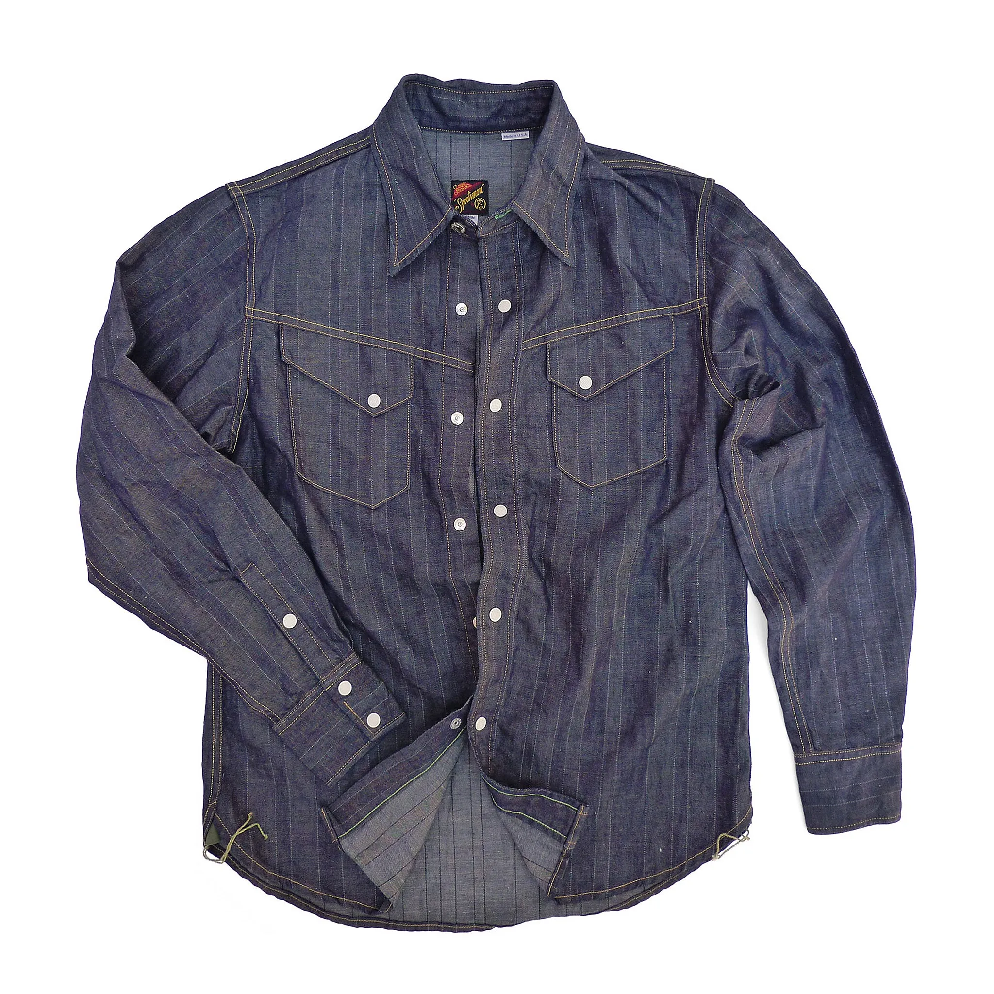 Appaloosa Shirt - NOS HBT Stripe Denim - Warehouse High Neck Thermal Regulation Fabric