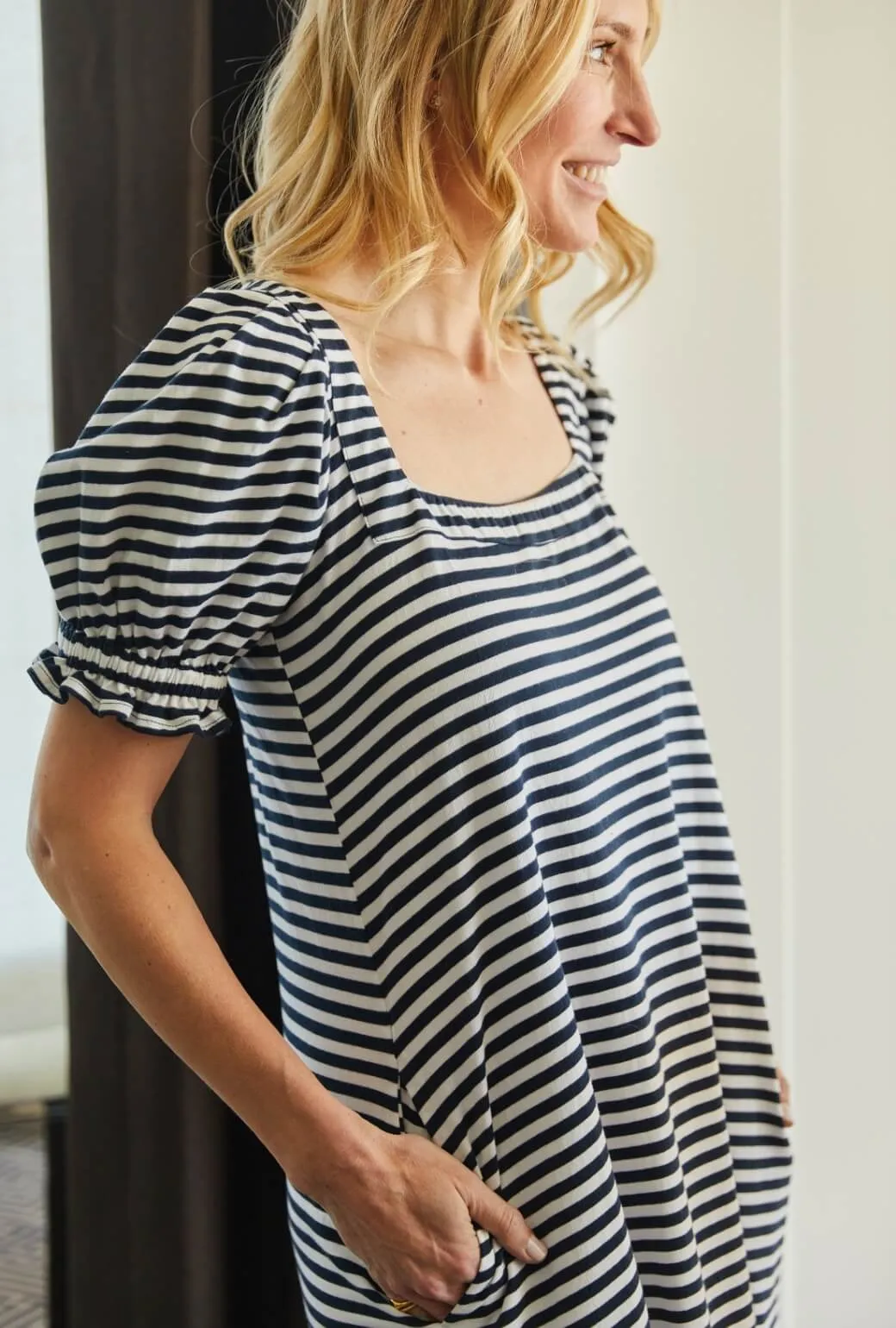Guest Shine Summer Fashion Buru x Kristin Kennedy Hampton Dress - Navy & White Stripe Knit