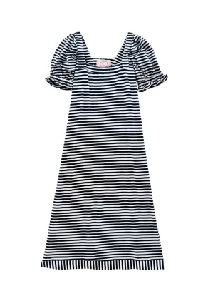 Street Vibe Fair-Trade Buru x Kristin Kennedy Hampton Dress - Navy & White Stripe Knit