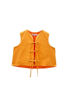 Buru x Megan Stokes  The Fife Vest - Orange Faille Elegant Evening FullLengthZip