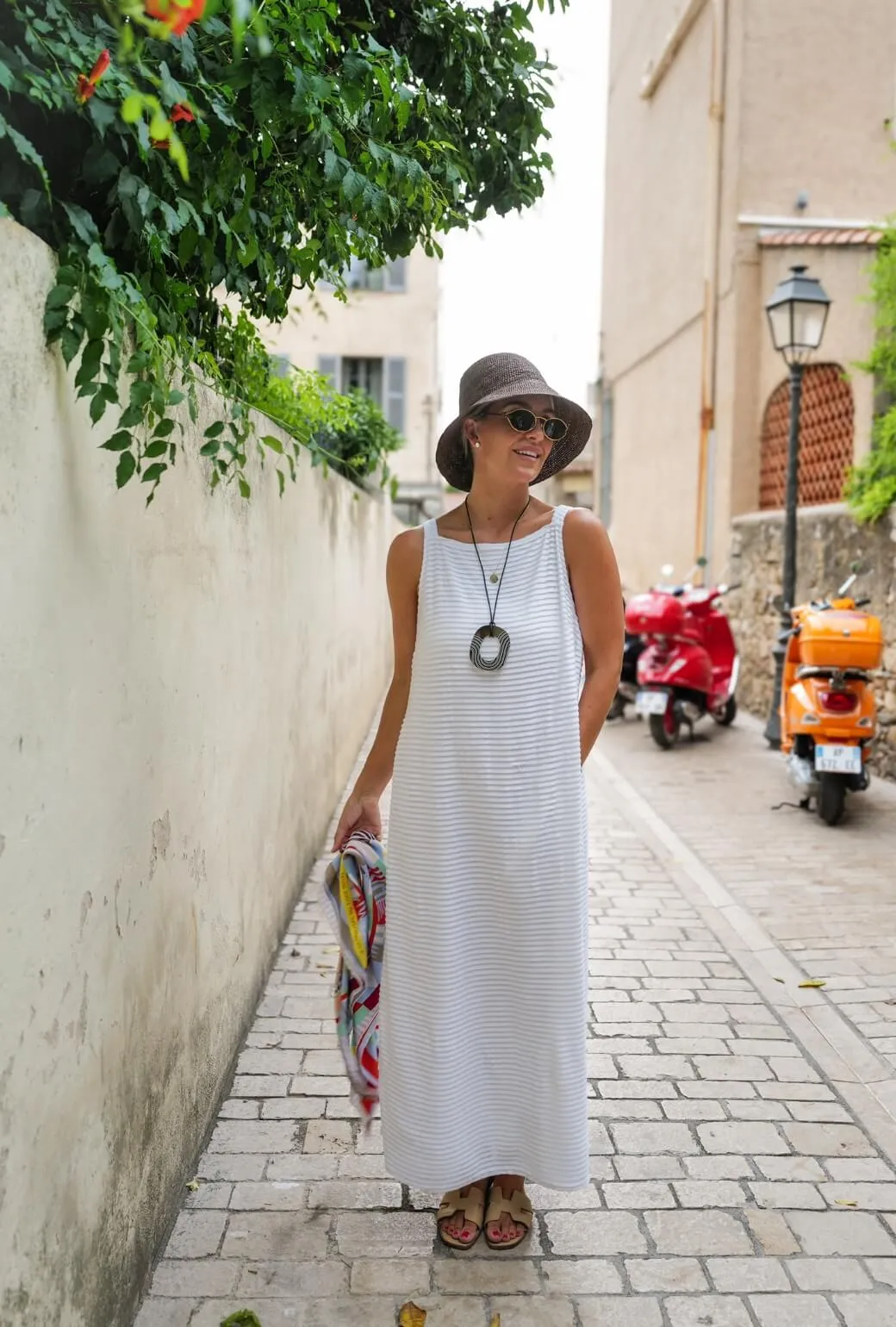 Buru x Megan Stokes The Megan MIDI Dress - White Pintuck Knit HypoallergenicFiber Retro Detail